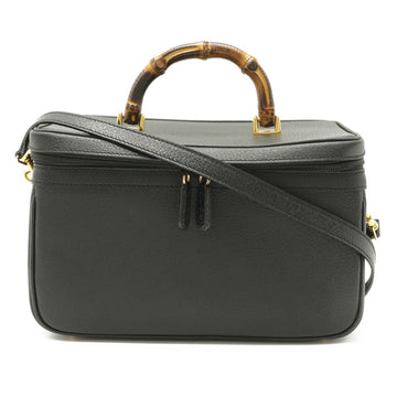 Gucci bamboo vanity bag handbag shoulder leather black 013 122 2491